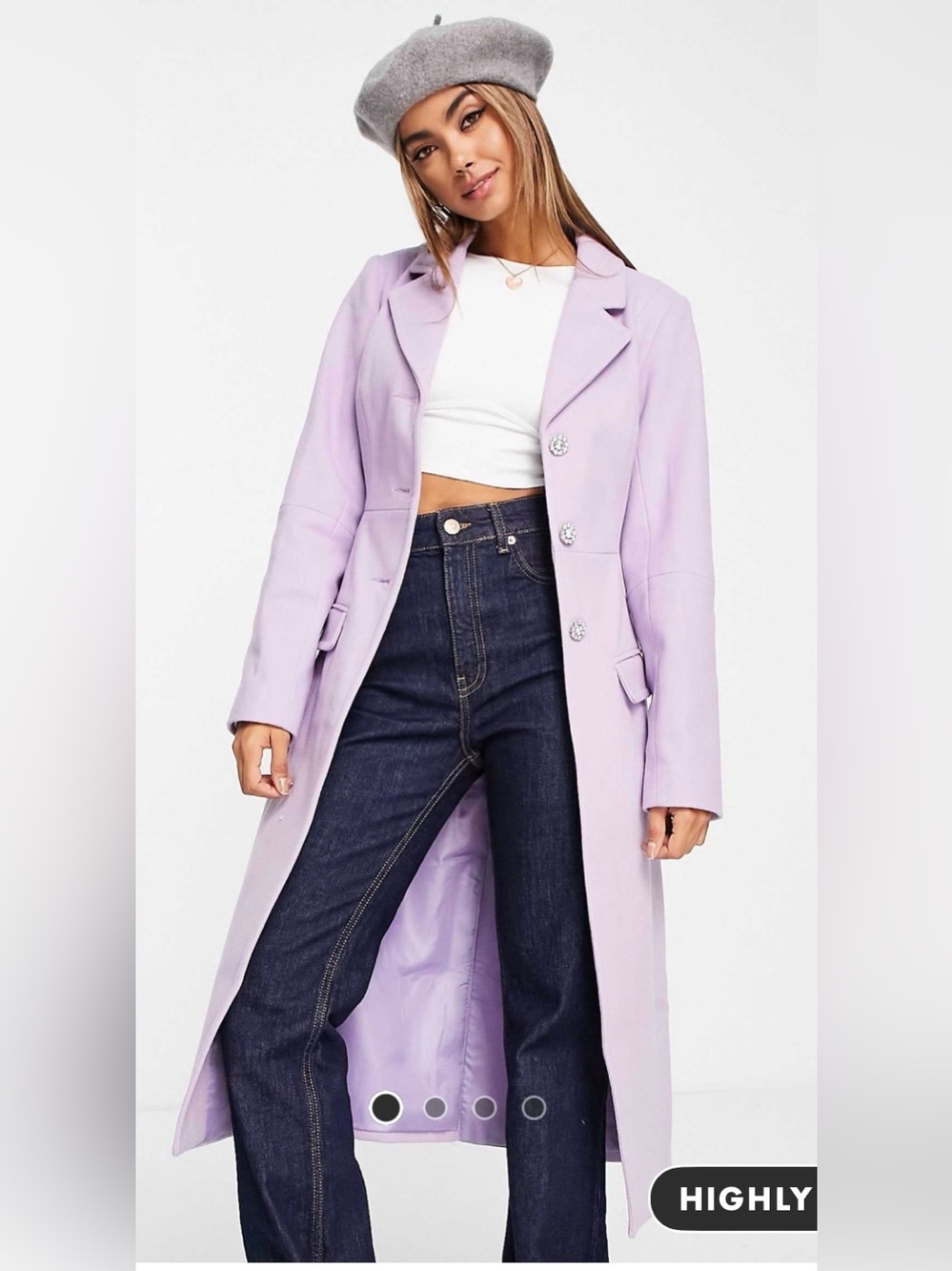 Miss Selfridge Sculpted Maxi Coat in Lilac
